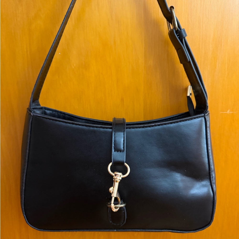 SHEIN Black Shoulder Bag with Gold Accent